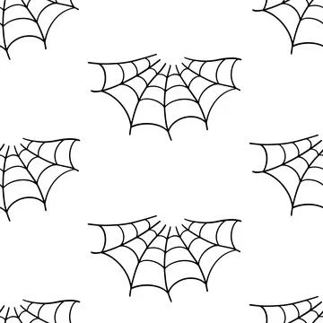 Spider Web Halloween Trap. Cobweb Seamless Pattern Stock Illustration