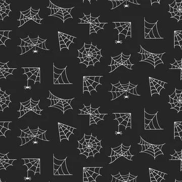 Spider Web Halloween Trap. Cobweb Seamless Pattern 스톡 일러스트