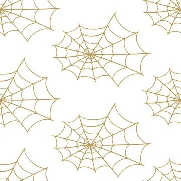 Spider Web Halloween Trap. Cobweb Seamless Pattern Stock Illustration