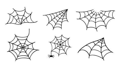 Spider Web Halloween Trap. Vector Cobweb Icons Set Stock Illustration