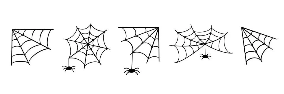Spider Web Halloween Trap. Vector Cobweb Icons Set Stock Illustration