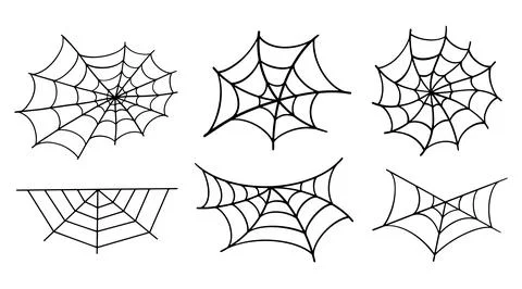 Spider Web Halloween Trap. Vector Cobweb Icons Set 스톡 일러스트