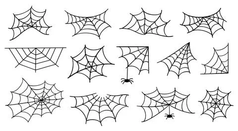 Spider Web Halloween Trap. Vector Cobweb Icons Set 스톡 일러스트