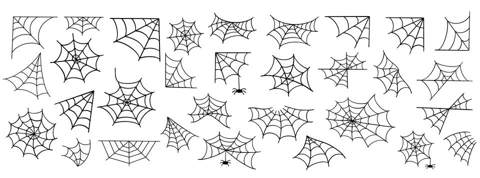 Spider Web Halloween Trap. Vector Cobweb Icons Set Stock Illustration