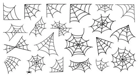 Spider Web Halloween Trap. Vector Cobweb Icons Set 스톡 일러스트