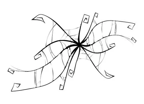 Spider Web hand-drawn Decorative element with curls and swirls for tattoo des Stock Illustration