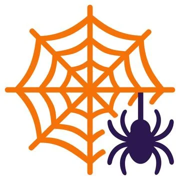 Spider web with hanging spider icon for Halloween Ilustración de archivo