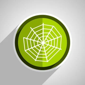 Spider web icon, green circle flat design internet button, web and mobile app Stock Illustration