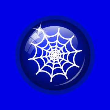 Spider web icon. Internet button on blue background. . Stock Illustration