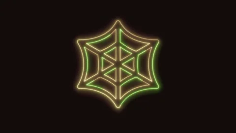 Spider Web Icon Neon Seamless Loop 4K (Black Background) Stock Footage 310360648