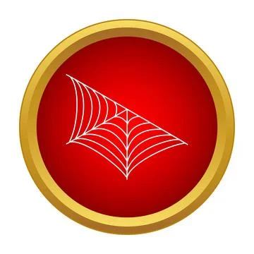 Spider web icon with red circular button design Stock Illustration