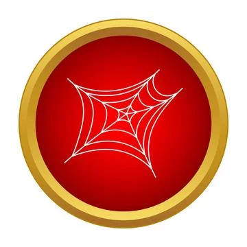 Spider web icon on red gold button Stock Illustration