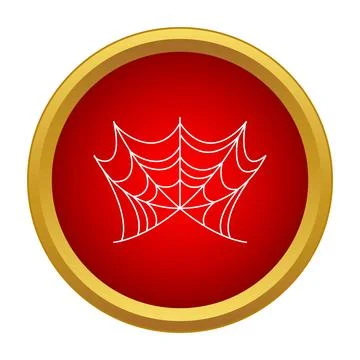 Spider web icon on red gold circle Stock Illustration
