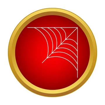 Spider web icon in red gold circle 스톡 일러스트