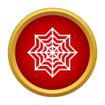 Spider web icon on red gold button 库存插图