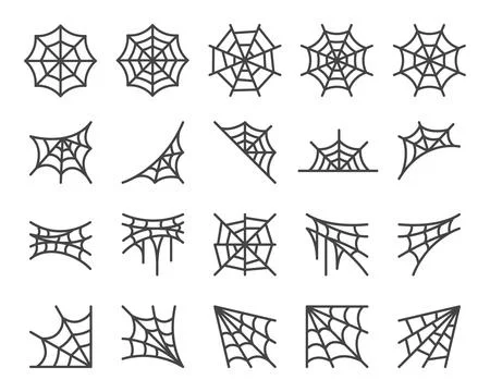 Spider web icon set Ilustración de archivo