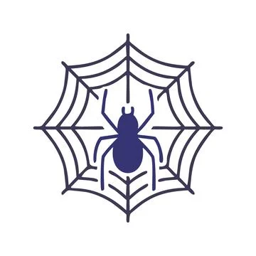 Spider web icon. Simple silhouette of a spider in its web.  Perfect for Hal.. Stock Illustration