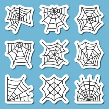 Spider web icon sticker set Stock Illustration
