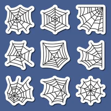 Spider web icon sticker set Stock Illustration