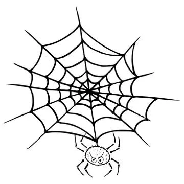 Spider on  web icon. Vector illustration spider web with a spider. Net, web,  Stock Illustration