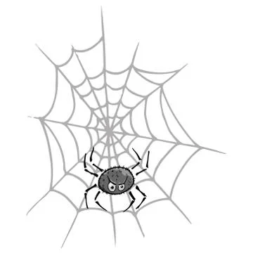 Spider on  web icon. Vector illustration spider web with a spider. Hand drawn Stock Illustration