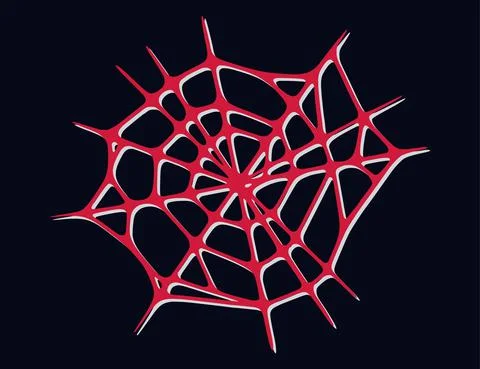 Spider web isolated on dark background. Spooky Halloween cobwebs with red Stock Illustration