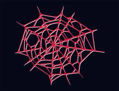 Spider web isolated on dark background. Spooky Halloween cobwebs with red Stock Illustration