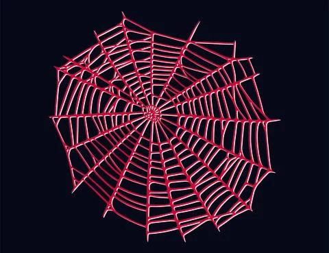 Spider web isolated on dark background. Spooky Halloween cobwebs with red Illustrazione stock