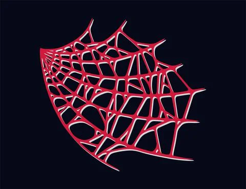Spider web isolated on dark background. Spooky Halloween cobwebs with red Stock Illustration