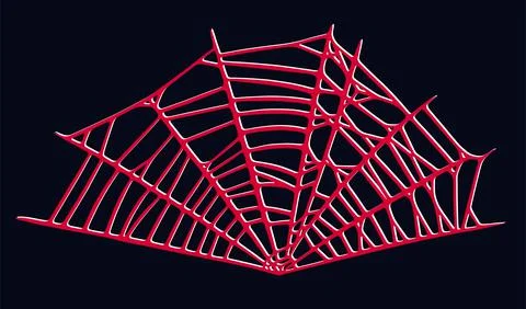 Spider web isolated on dark background. Spooky Halloween cobwebs with red Illustrazione stock
