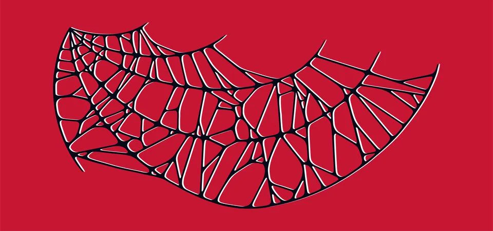 Spider web isolated on red background. Spooky Halloween cobwebs with red threads Stock Illustration