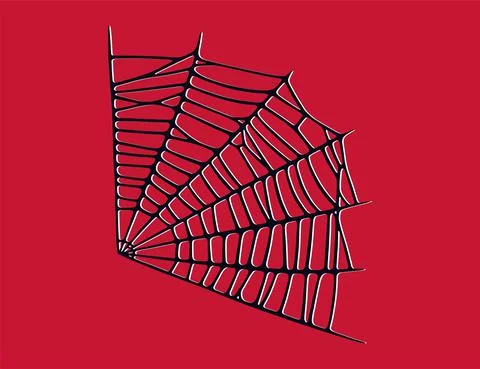 Spider web isolated on red background. Spooky Halloween cobwebs with red threads Stock Illustration