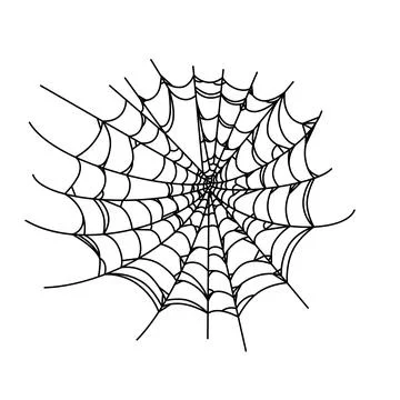 Spider web isolated on wite background. Outline cobweb for horror party designs Stock-Illustration