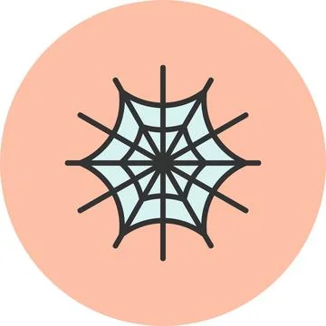 Spider Web Line Filled Circle Icon Stock Illustration
