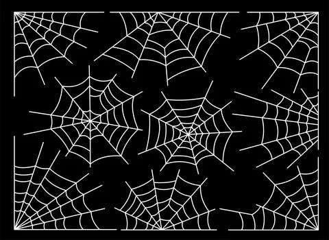 Spider web line set halloween scary spooky cobweb Stock Illustration