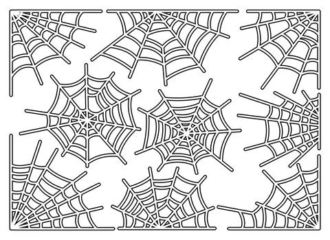 Spider web line set halloween scary spooky cobweb Stock Illustration