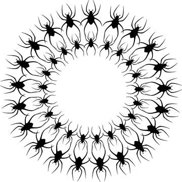Spider Web Mandala Frame, Halloween Decoration, Black Arachnid Pattern Stock Illustration