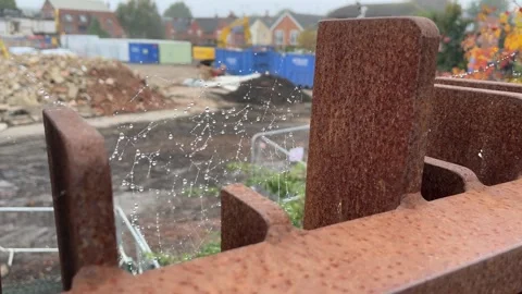 Spider web with morning dew close up Stock Footage 288486709