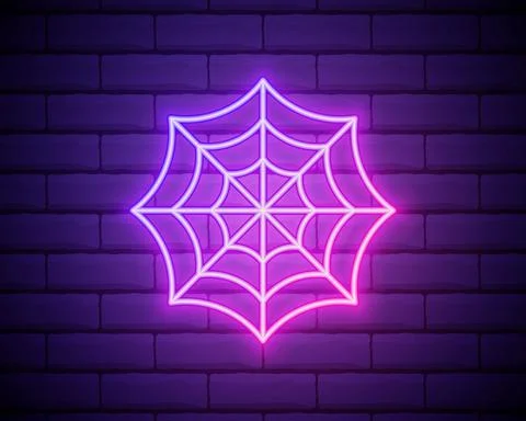 Spider web neon icon. Elements of Halloween set. Simple icon for websites, we Stock Illustration