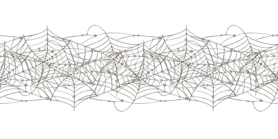 Spider web pattern horizontal thick watercolor Illustrazione stock