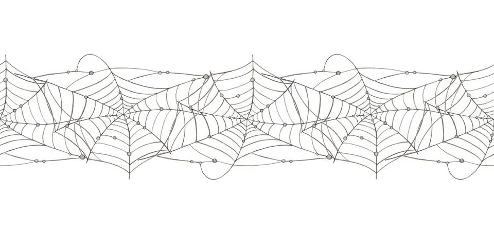 Spider web pattern horizontal watercolor Stock Illustration
