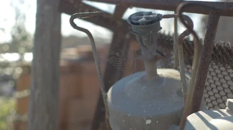 Spider web on a relic stove Stock Footage 62451114