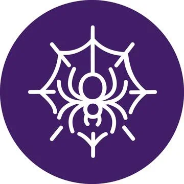 Spider on web round graphic icon illustration Stock Illustration