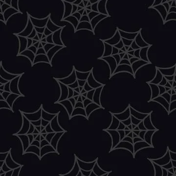 Spider web seamless doodle pattern, vector illustration Stock Illustration