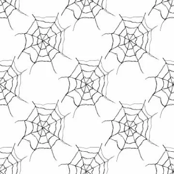Spider web seamless pattern vector illustration. Hand drawn sketched web back Illustrazione stock