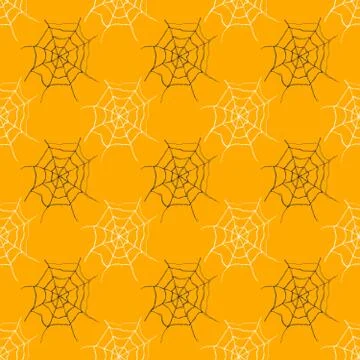 Spider web seamless pattern vector illustration. Hand drawn sketched web back Illustrazione stock