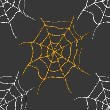 Spider web seamless pattern vector illustration. Hand drawn sketched web back Illustrazione stock