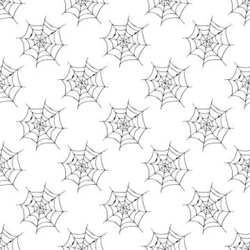 Spider web seamless pattern vector illustration. Hand drawn sketched web back Illustrazione stock