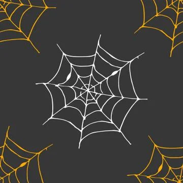 Spider web seamless pattern vector illustration. Hand drawn sketched web back Stock Illustration
