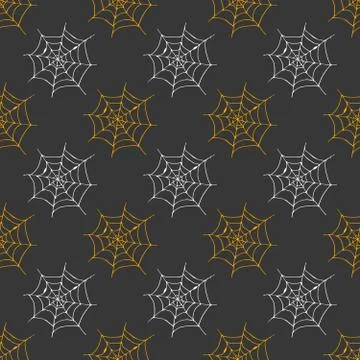 Spider web seamless pattern vector illustration. Hand drawn sketched web back Stock Illustration